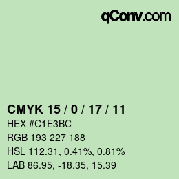 Color code: CMYK 15 / 0 / 17 / 11 | qconv.com