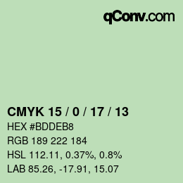 Color code: CMYK 15 / 0 / 17 / 13 | qconv.com