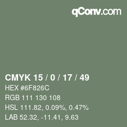 颜色代码: CMYK 15 / 0 / 17 / 49 | qconv.com