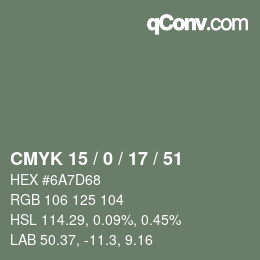 Código de color: CMYK 15 / 0 / 17 / 51 | qconv.com