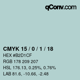 Color code: CMYK 15 / 0 / 1 / 18 | qconv.com