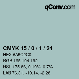 Color code: CMYK 15 / 0 / 1 / 24 | qconv.com