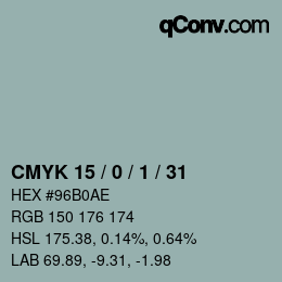 Color code: CMYK 15 / 0 / 1 / 31 | qconv.com