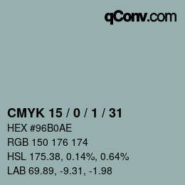 Color code: CMYK 15 / 0 / 1 / 31 | qconv.com