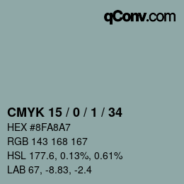 Color code: CMYK 15 / 0 / 1 / 34 | qconv.com