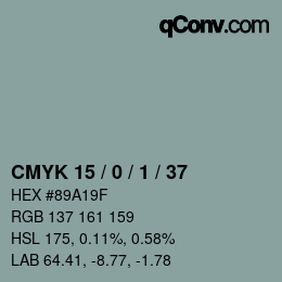 Color code: CMYK 15 / 0 / 1 / 37 | qconv.com