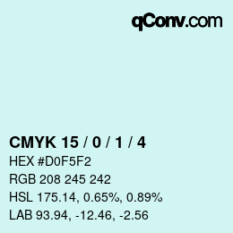 カラーコード: CMYK 15 / 0 / 1 / 4 | qconv.com