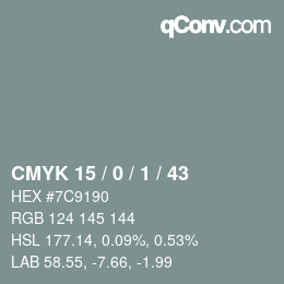 Código de color: CMYK 15 / 0 / 1 / 43 | qconv.com