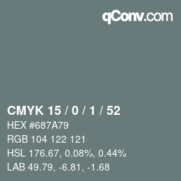 カラーコード: CMYK 15 / 0 / 1 / 52 | qconv.com