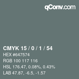 カラーコード: CMYK 15 / 0 / 1 / 54 | qconv.com