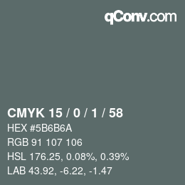 Color code: CMYK 15 / 0 / 1 / 58 | qconv.com