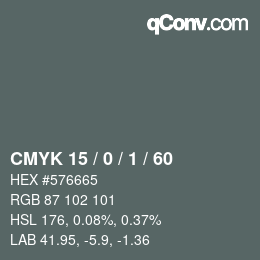 カラーコード: CMYK 15 / 0 / 1 / 60 | qconv.com