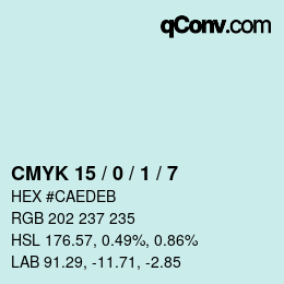 Farbcode: CMYK 15 / 0 / 1 / 7 | qconv.com