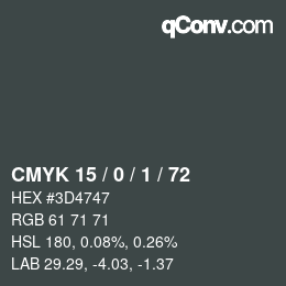 Color code: CMYK 15 / 0 / 1 / 72 | qconv.com