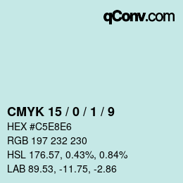 カラーコード: CMYK 15 / 0 / 1 / 9 | qconv.com