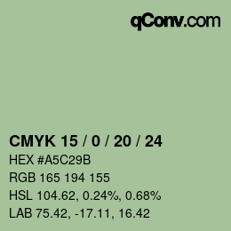 Color code: CMYK 15 / 0 / 20 / 24 | qconv.com