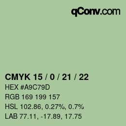 颜色代码: CMYK 15 / 0 / 21 / 22 | qconv.com