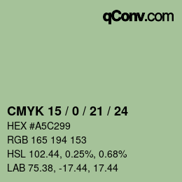 Farbcode: CMYK 15 / 0 / 21 / 24 | qconv.com