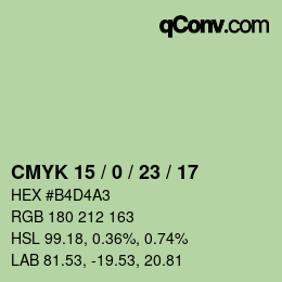 カラーコード: CMYK 15 / 0 / 23 / 17 | qconv.com