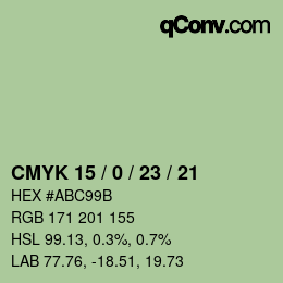 カラーコード: CMYK 15 / 0 / 23 / 21 | qconv.com