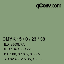 Color code: CMYK 15 / 0 / 23 / 38 | qconv.com
