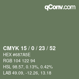Color code: CMYK 15 / 0 / 23 / 52 | qconv.com