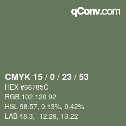 Color code: CMYK 15 / 0 / 23 / 53 | qconv.com
