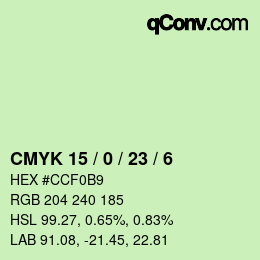 Color code: CMYK 15 / 0 / 23 / 6 | qconv.com