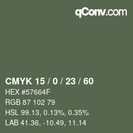 颜色代码: CMYK 15 / 0 / 23 / 60 | qconv.com