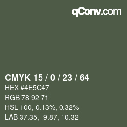 Color code: CMYK 15 / 0 / 23 / 64 | qconv.com