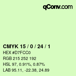 カラーコード: CMYK 15 / 0 / 24 / 1 | qconv.com