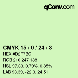 カラーコード: CMYK 15 / 0 / 24 / 3 | qconv.com