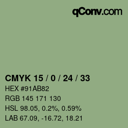 カラーコード: CMYK 15 / 0 / 24 / 33 | qconv.com