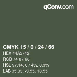 Color code: CMYK 15 / 0 / 24 / 66 | qconv.com