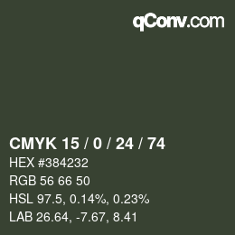 Color code: CMYK 15 / 0 / 24 / 74 | qconv.com