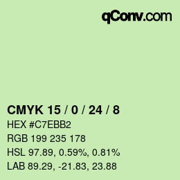 カラーコード: CMYK 15 / 0 / 24 / 8 | qconv.com