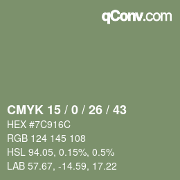 Color code: CMYK 15 / 0 / 26 / 43 | qconv.com