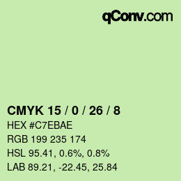 Color code: CMYK 15 / 0 / 26 / 8 | qconv.com