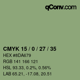 Farbcode: CMYK 15 / 0 / 27 / 35 | qconv.com