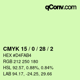 Farbcode: CMYK 15 / 0 / 28 / 2 | qconv.com