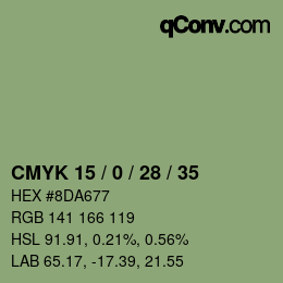 Farbcode: CMYK 15 / 0 / 28 / 35 | qconv.com