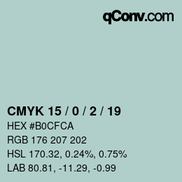 Color code: CMYK 15 / 0 / 2 / 19 | qconv.com