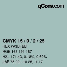 Color code: CMYK 15 / 0 / 2 / 25 | qconv.com