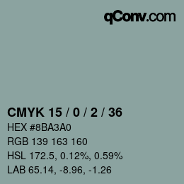 Color code: CMYK 15 / 0 / 2 / 36 | qconv.com