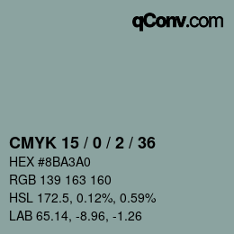 颜色代码: CMYK 15 / 0 / 2 / 36 | qconv.com