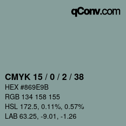 カラーコード: CMYK 15 / 0 / 2 / 38 | qconv.com