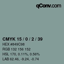 Color code: CMYK 15 / 0 / 2 / 39 | qconv.com