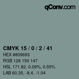 カラーコード: CMYK 15 / 0 / 2 / 41 | qconv.com