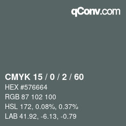 Color code: CMYK 15 / 0 / 2 / 60 | qconv.com