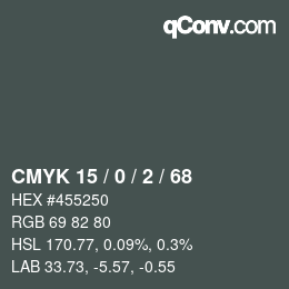 カラーコード: CMYK 15 / 0 / 2 / 68 | qconv.com